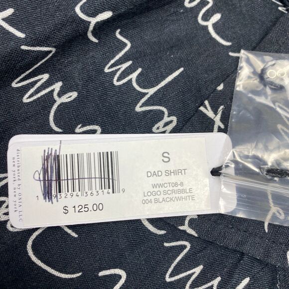 WeWoreWhat Black Scrip Print Cover Up Shirt Dress Small Linen New Beach Resort - Picture 10 of 12